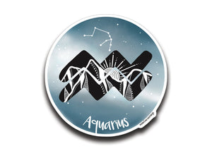 Aquarius Zodiac Sign Sticker - Mountain Mornings - Sticker