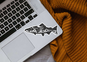 Salmon, Illustrated Vinyl Sticker