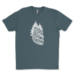 Forest Heart, Unisex T-shirt, Responsibly Made featuring eco friendly tshirt design with outdoor illustrations.