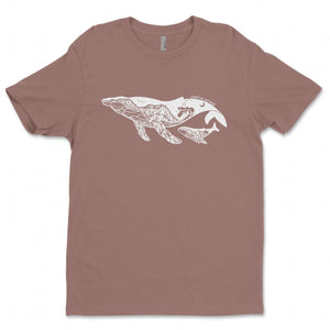 Little Whale, Unisex T-shirt, Responsibly Made featuring outdoor illustrations on premium eco friendly tshirt.