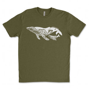 Little Whale, Unisex T-shirt, Responsibly Made featuring outdoor illustrations on eco friendly tshirt.