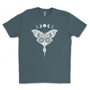 Luna Moth, Unisex T-shirt, Responsibly Made featuring unique outdoor illustration on soft fabric.