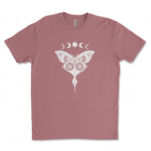 Luna Moth, Unisex T-shirt, Responsibly Made featuring original outdoor illustrations on eco friendly tshirt.