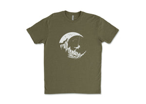 Moon and Climber, Unisex Tee - Mountain Mornings - T-Shirt