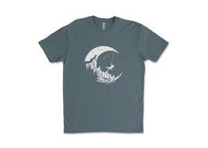 Moon and Climber, Unisex Tee - Mountain Mornings - T-Shirt