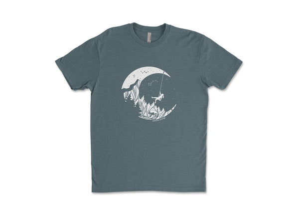 Moon and Climber, Unisex Tee - Mountain Mornings - T-Shirt