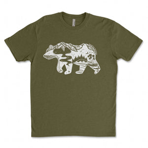 Roaming Bear, Unisex T-shirt, Responsibly Made featuring outdoor illustrations on a soft, eco-friendly shirt.