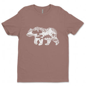 Roaming Bear, Unisex T-shirt, Responsibly Made featuring outdoor illustrations inspired by the Pacific Northwest.