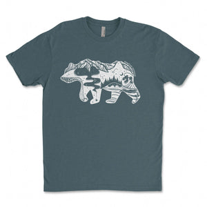Roaming Bear, Unisex T-shirt, Responsibly Made featuring outdoor illustrations on a soft, eco friendly tshirt.