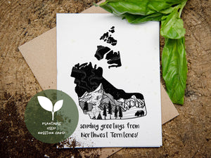 Sending Greetings from Northwest Territories, Plantable Seed Greeting Card - Mountain Mornings - Plantable Greeting Cards