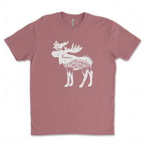 Moose, Unisex T-shirt, Responsibly Made featuring outdoor illustrations and designed in Canada.
