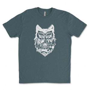 Wolf, Unisex T-shirt, Responsibly Made featuring outdoor illustrations on a soft, eco friendly tshirt.