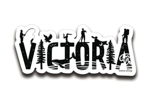 Victoria Sticker - black and white outdoor vinyl sticker with original illustration, perfect for water bottles and laptops.