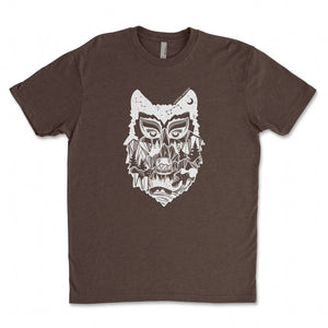 Wolf, Unisex T-shirt, Responsibly Made with original outdoor illustration by Canadian artist.