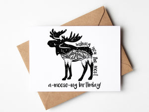A-moose-ing Birthday; Birthday Greeting Card - Mountain Mornings - Greeting Card