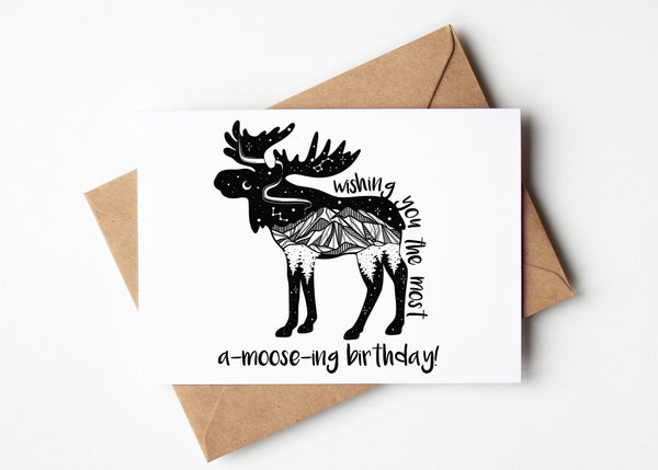 A-moose-ing Birthday; Birthday Greeting Card - Mountain Mornings - Greeting Card