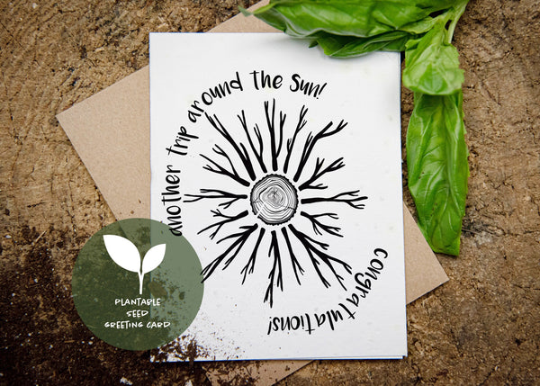 Another Trip Around The Sun, Plantable Seed Greeting Card - Mountain Mornings - Plantable Greeting Cards - Happy - Birthday Greeting Card