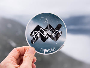 Aquarius Zodiac Sign Sticker - Mountain Mornings - Sticker