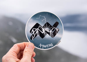 Aquarius Zodiac Sign Sticker - Mountain Mornings - Sticker