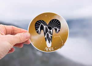 Aries Zodiac Sign Sticker - Mountain Mornings - Sticker