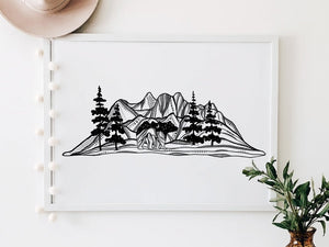 Bear and Mountain Print - Mountain Mornings - Prints