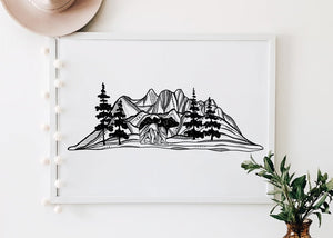 Bear and Mountain Print - Mountain Mornings - Prints