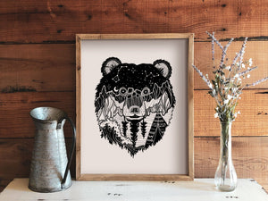 Bear Head Print - Mountain Mornings - Prints