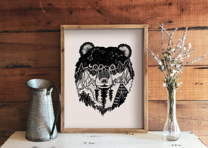 Bear Head Print - Mountain Mornings - Prints