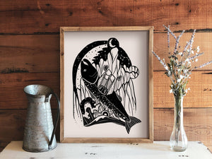 Bear & Salmon Print - Mountain Mornings - Prints