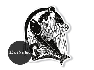 Bear & Salmon Sticker - Mountain Mornings - Sticker