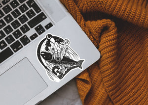 Bear & Salmon Sticker - Mountain Mornings - Sticker