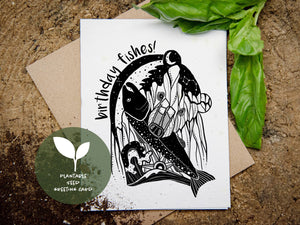 Birthday Fishes, Plantable Seed Greeting Card - Mountain Mornings - Plantable Greeting Cards - Happy Birthday Card