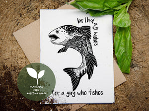 Birthday Wishes For A Guy For Fishes, Plantable Seed Greeting Card - Mountain Mornings - Plantable Greeting Cards - Happy Birthday Card