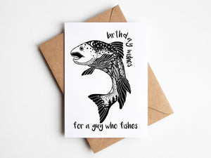 Birthday Wishes for a Guy who Fishes, Greeting Card - Mountain Mornings - Greeting Card