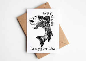Birthday Wishes for a Guy who Fishes, Greeting Card - Mountain Mornings - Greeting Card