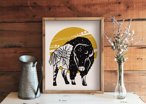 Bison Sunset Print - Mountain Mornings - Prints