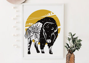 Bison Sunset Print - Mountain Mornings - Prints