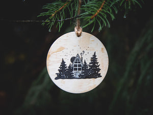 Cabin Wood Ornament - Mountain Mornings - Holiday Ornaments