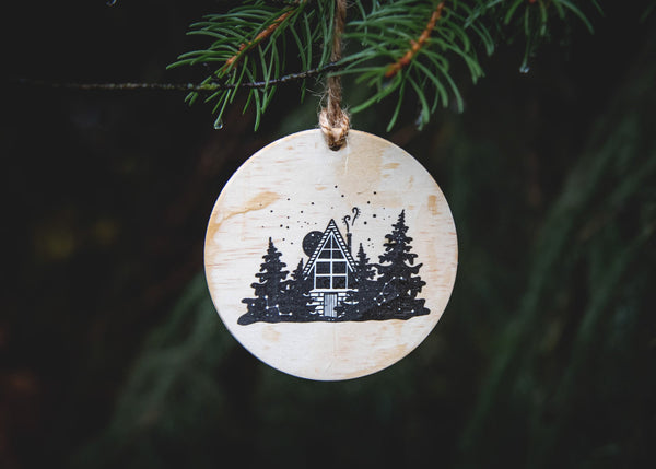 Cabin Wood Ornament - Mountain Mornings - Holiday Ornaments