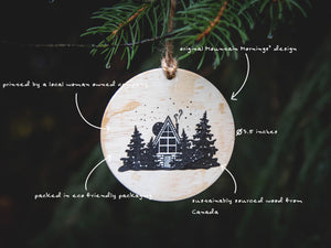 Cabin Wood Ornament - Mountain Mornings - Holiday Ornaments