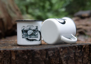 Camera, Camping Mug - Mountain Mornings - Camping Mug