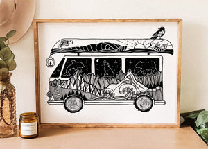 Camper Van Print - Mountain Mornings - Prints