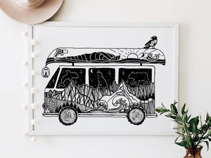 Camper Van Print - Mountain Mornings - Prints