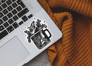 Camping Mug Sticker - Mountain Mornings - Sticker