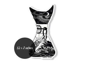 Chemex Sticker featuring an original black and white illustration, perfect outdoor sticker by a Canadian artist.