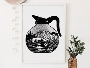 Coffee Pot Print - Mountain Mornings - Prints