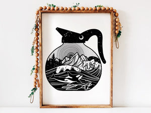 Coffee Pot Print - Mountain Mornings - Prints