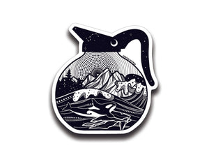 Coffee Pot Sticker - Mountain Mornings - Sticker