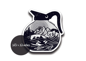 Coffee Pot Sticker - Mountain Mornings - Sticker