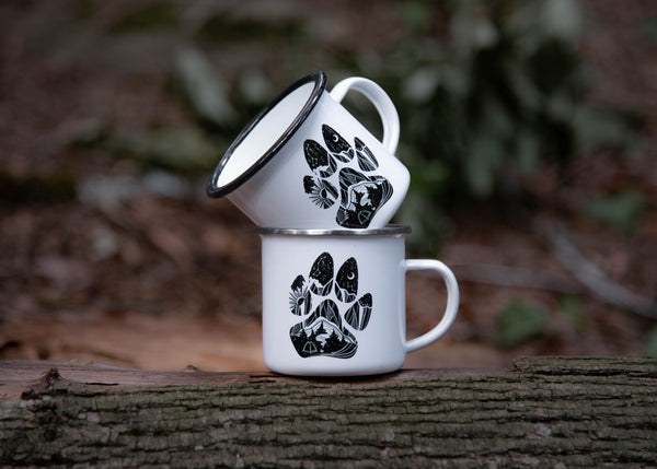 Dog Paw, Camping Mug - Mountain Mornings - Camping Mug